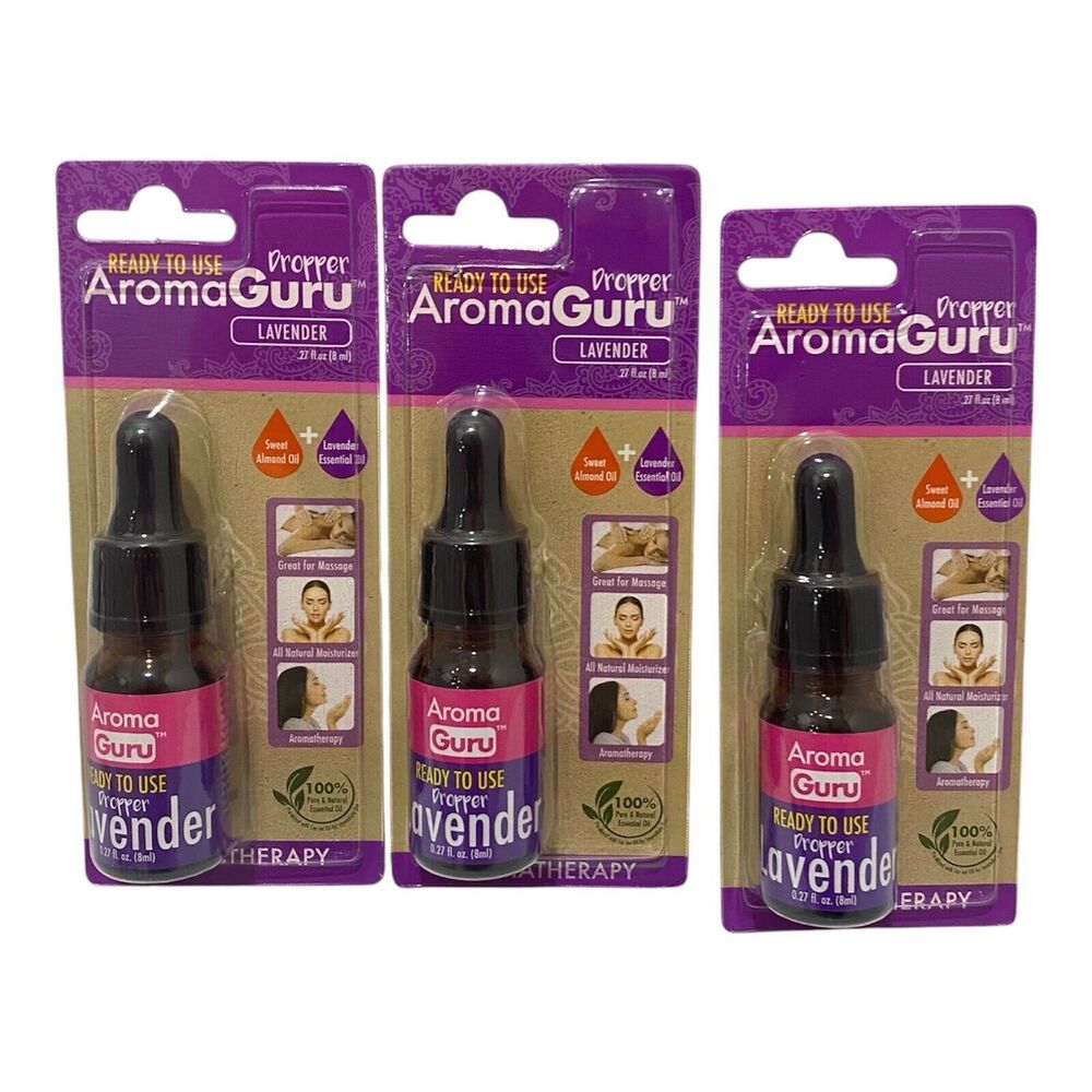 Aroma Guru Lavender Essential Oil Blend Dropper Aromatherapy 3 Pack Bundle